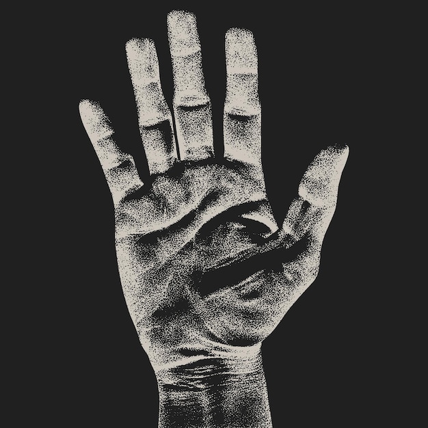 grainy monochrome of human arm with a retro photocopy effect in negative color