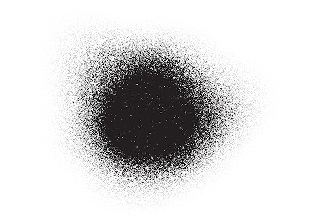 Grainy noise circle black dots grain or dotwork halftone round gradient pattern abstract vector dotwork circle with dots noise spray or stain stipple texture effect