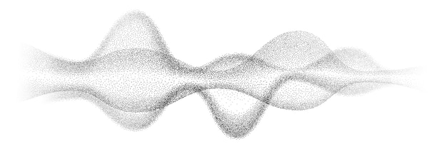 낟알이 많은 소음 파동 문신 점묘는 곡물 그라디언트 벡터 도트워크 점각의 물결 문신 디자인을 위한 노이즈 그레인이 있는 추상 검정 점선 파동