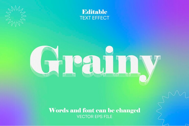 Vector grainy tendry editable font with degrade background