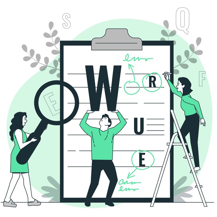 Vector grammar correction concept illustration