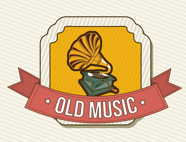 gramophone over vintage background vector illustration