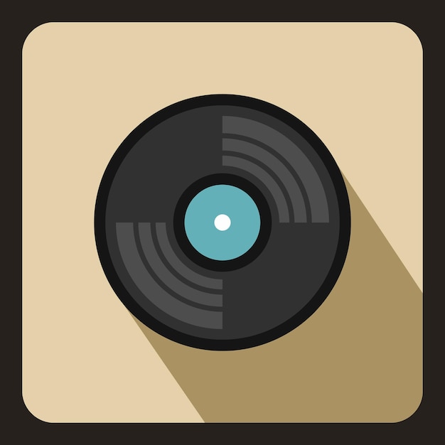 Gramophone vinyl LP record icon in flat style on a beige background vector illustration