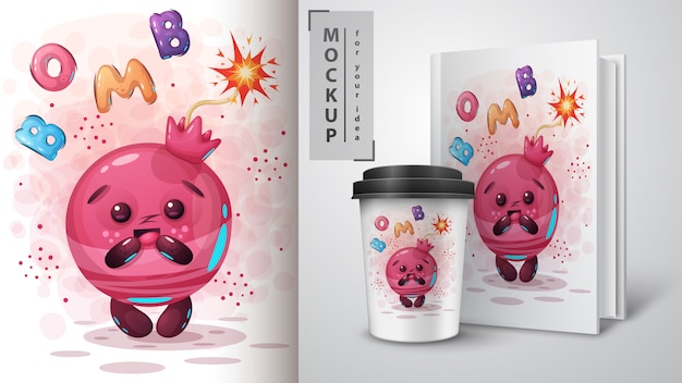 Vector granaatappel bom illustratie en merchandising