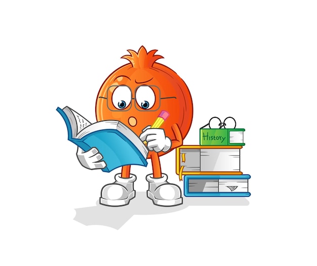 Granaatappel studeren mascotte cartoon vector