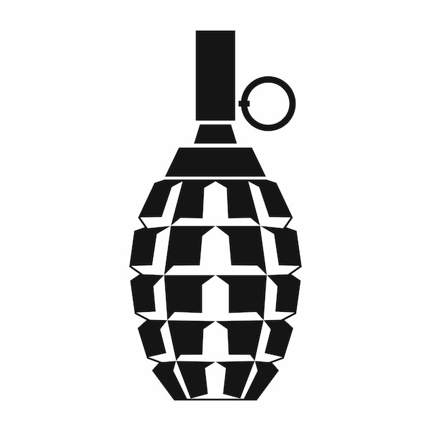 Granaatpictogram in eenvoudige stijl geïsoleerd op witte achtergrond wapens symbool