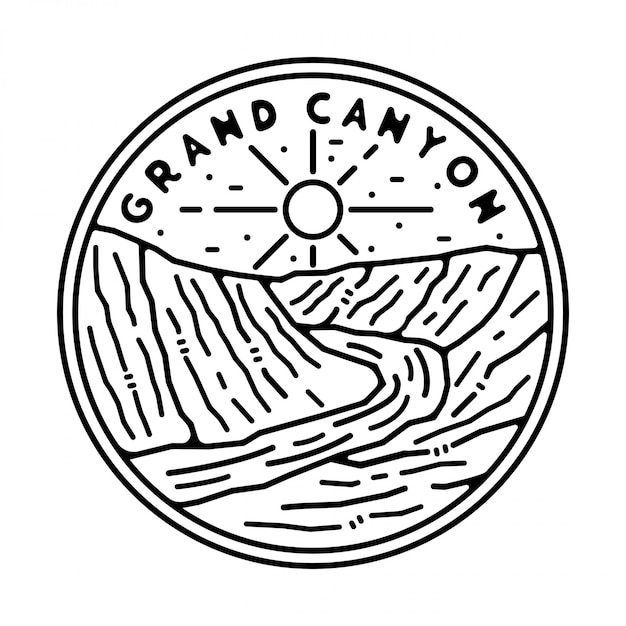 Grand canyon monoline vintage outdoor badge ontwerp