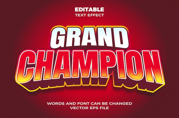 Vector grand champion banner editable text effect