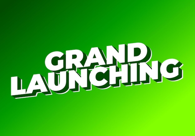 Grand launching Text effect in white green colors