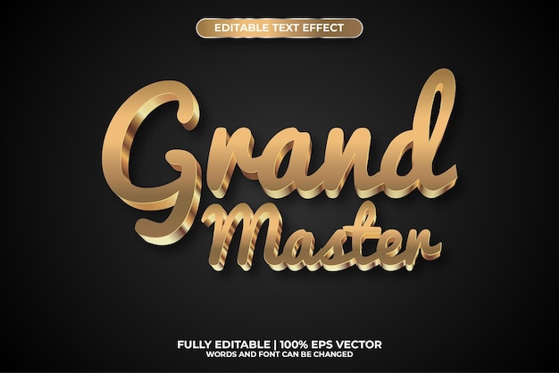 Вектор grand master 3d редактируемый текстовый эффект