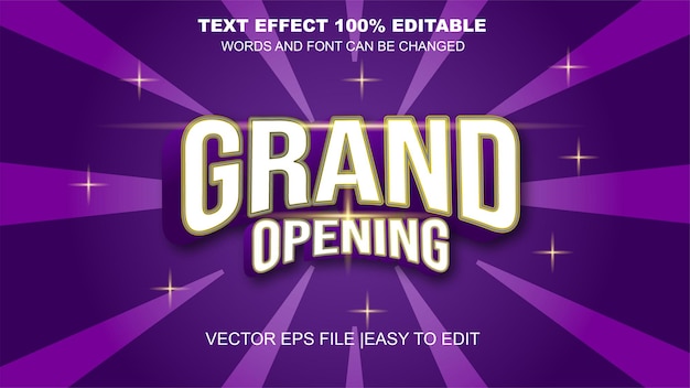 Vector grand opening 3d text effect 100 editable template