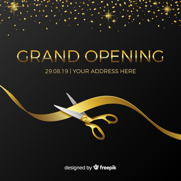 Vector grand opening background in realistic style