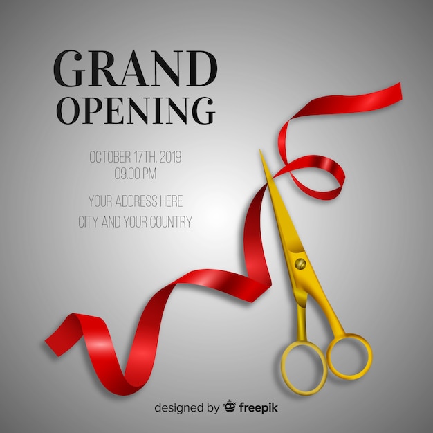 Vector grand opening background in realistic style