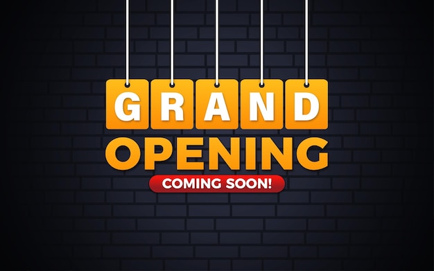 Grand opening banner on brick wall background template with 3d editable text effect