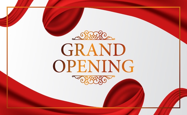 Grand Opening banner met zijden gordijnen