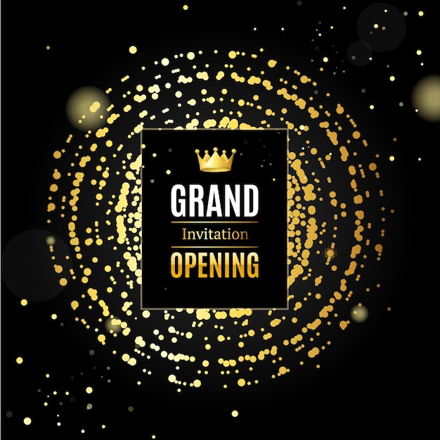 Vector grand opening card poster background on a dark vector