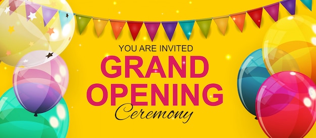 grand opening card with balloons .  