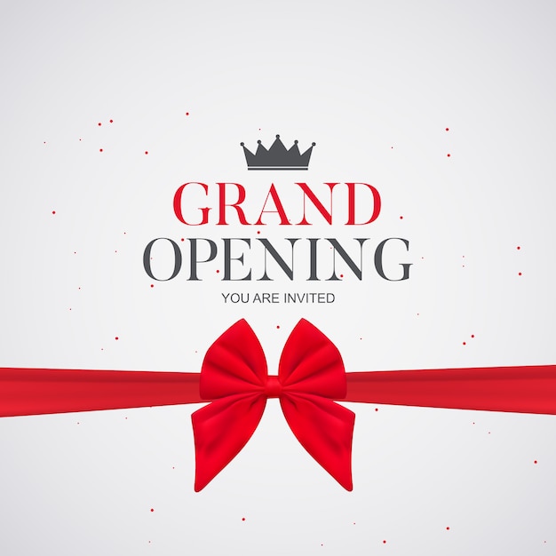 Vector grand opening card with ribbon background.   illustration