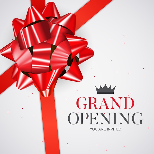 Grand opening card with ribbon background.   illustration