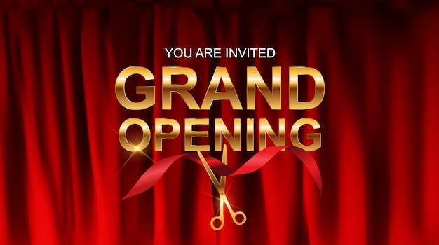 Grand Opening Card with Ribbon Background