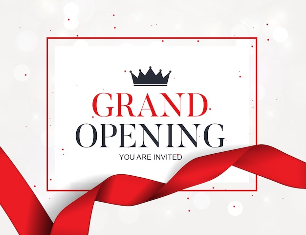 grand opening card with ribbon