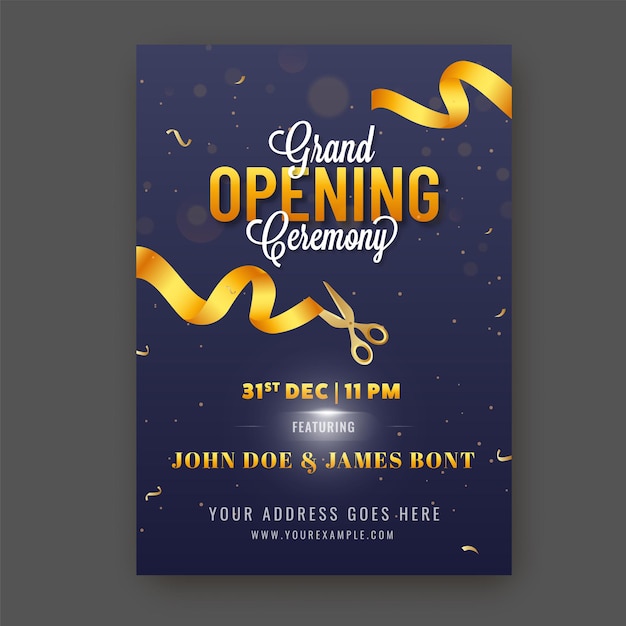 Grand Opening Ceremony Invitation Template Layout In Blue Color