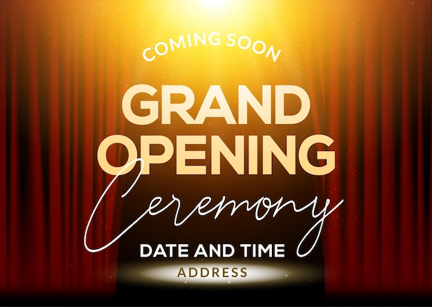 Grand opening ceremony poster concept invitation. grand opening event decoration party template.