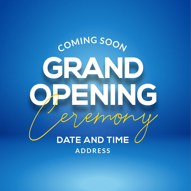 Grand Opening ceremony poster concept invitation. Grand opening event decoration party template.