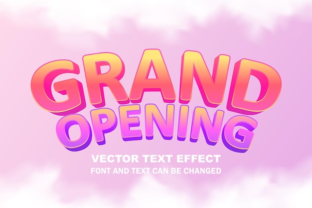 Grand opening cloud 3d editable text effect font style template banner poster