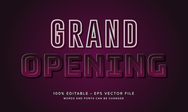 Grand opening editable 3d text effect design