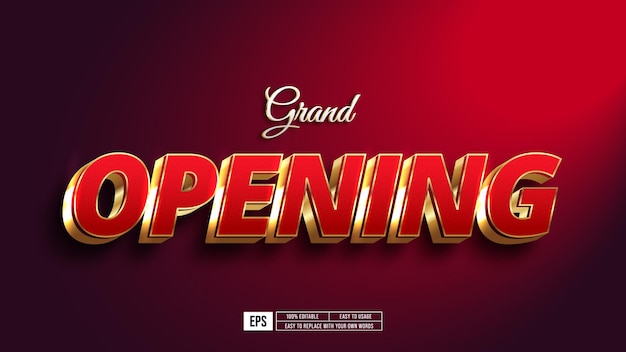 Grand opening editable 3d text effect