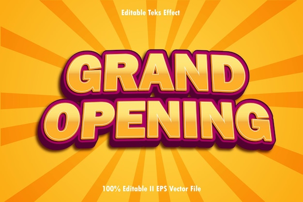 Grand opening editable text effect 3d emboss gradient style