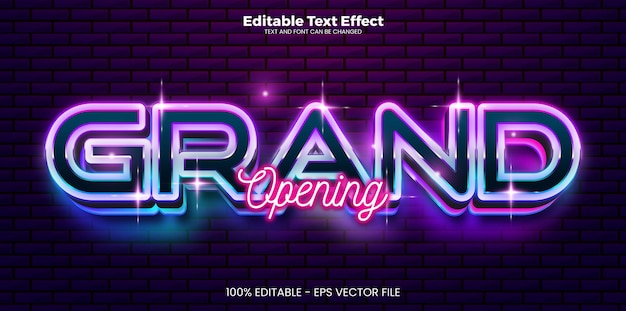 Grand opening editable text effect in modern trend style