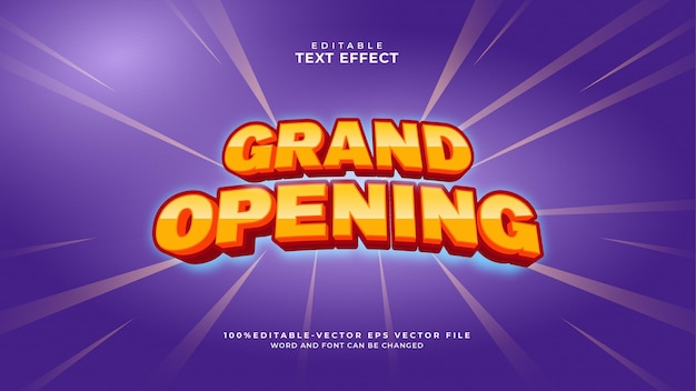 Grand opening editable text effect premium vector