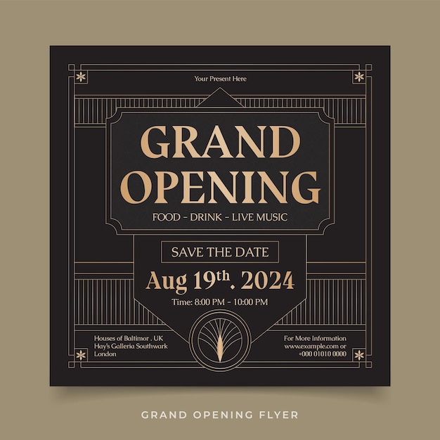 Vector grand opening flyer square