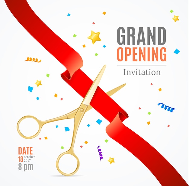 Grand Opening Invitation Card Vector