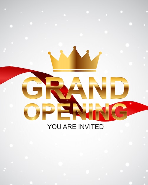 Grand opening kaart met lint achtergrond