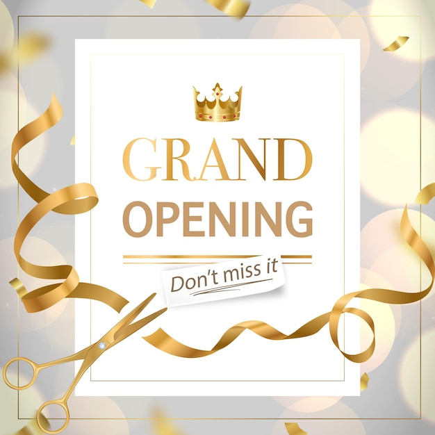 Vector grand opening luxe uitnodiging verkoop poster verkoop banner ontwerp sjabloon met 3d bewerkbare tekst effect