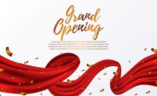 Premium Vector  Grand opening luxury red silk ribbon