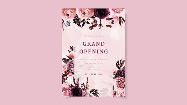 Grand Opening Party invitation Card in floral design with elegant flowers