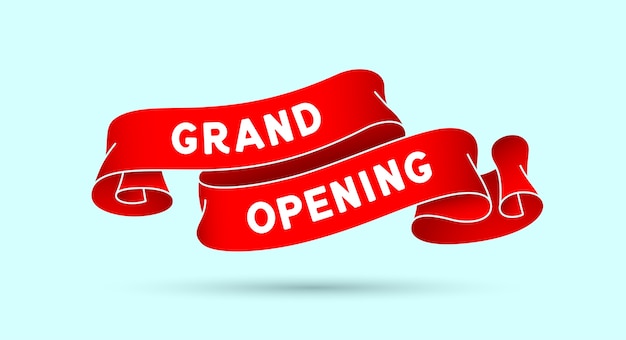 Grand Opening. Red vintage ribbon with text Grand Opening.