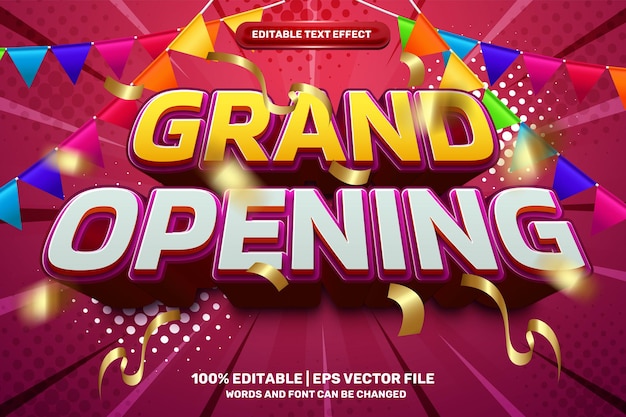 Vector grand opening sale 3d editable text effect style