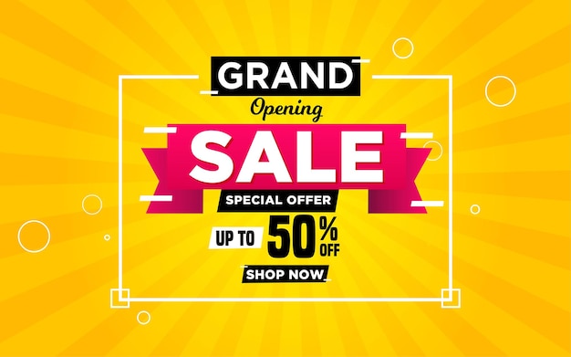 Grand opening sale banner with editable text effect