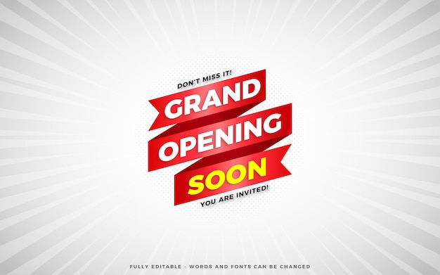 Grand opening sale poster sale banner design template with 3d editable text effect