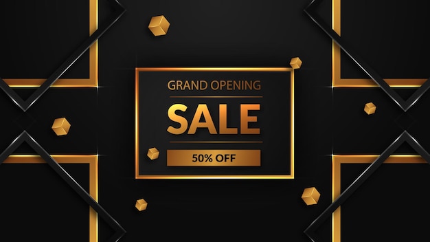 Vector grand opening sale with golden text