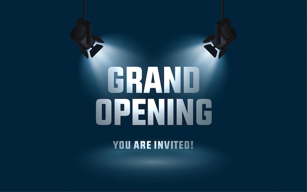 Grand opening in stage spotlight on dark background vector scene illuminated spotlight