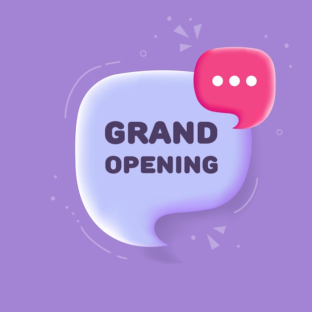 Grand opening tekstballon met Grand opening tekst 3d illustratie pop-art stijl Vector lijn pictogram voor Business en reclame