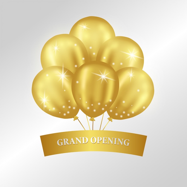 Grand opening template with gold balloons