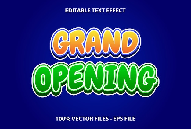 Grand opening text effect on blue background Editable text effects for templates