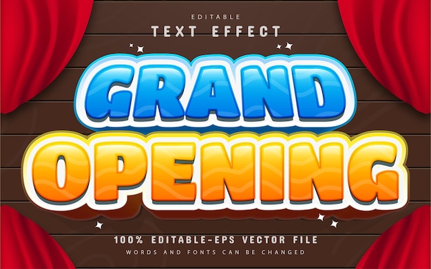 Grand opening text effect cartoon style